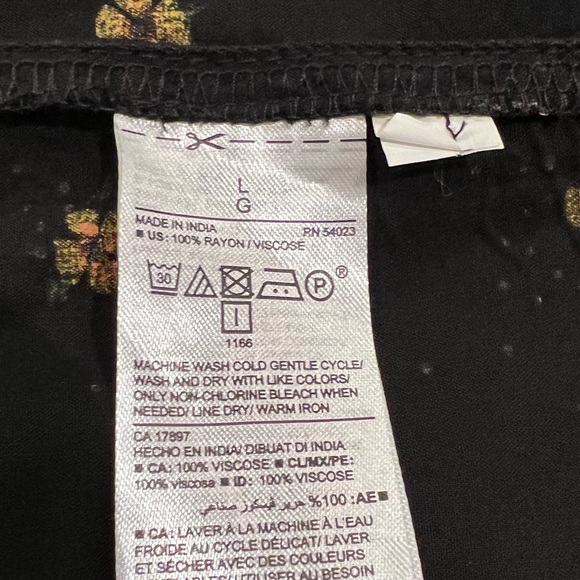 Old Navy Black Dress w/Pink & Yellow Floral Print & Tiny White Dots - Picture 14 of 15